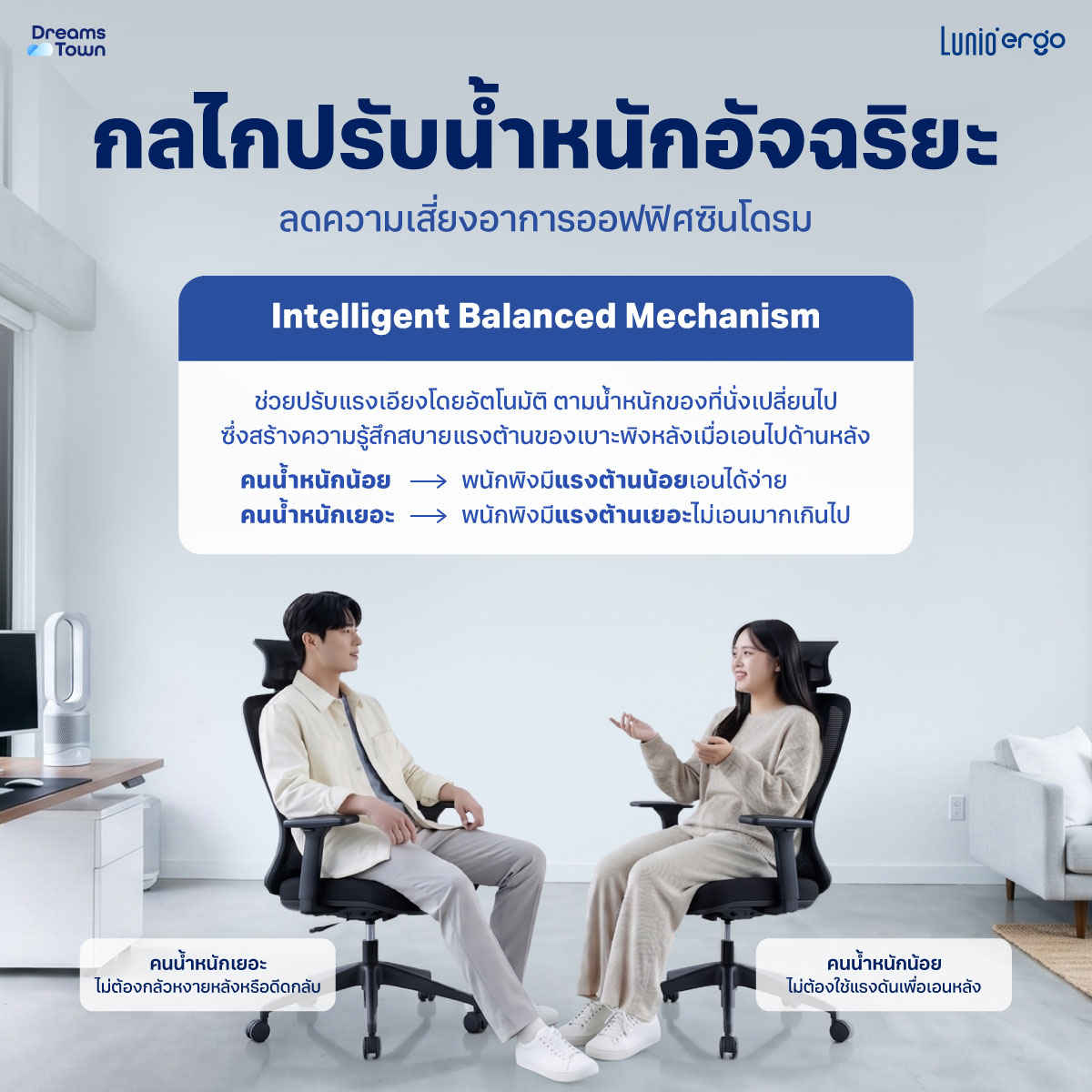 เก้าอี้ทำงานเพื่อสุขภาพ LUNIO ERGO STARLIGHT BLACK GRAPHITE สีดำ_2
